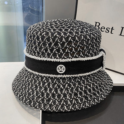 Chapéu de Pescador Vazado Respirável Coreano, Chapéu Tipo Bacia Personalizado, Chapéu Bucket Diamantado da Moda para Passeios de Verão Femininos