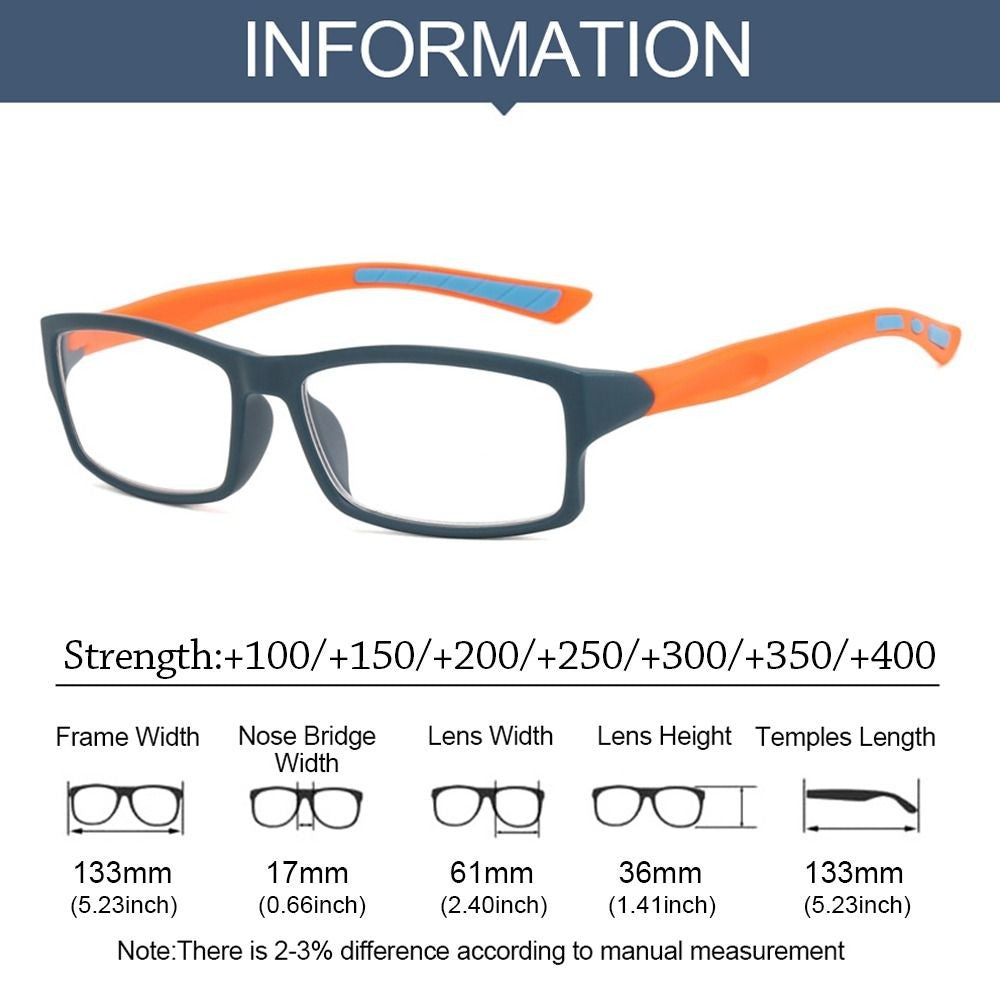 Sport Men Reading Glasses Ultralight Anti-blue Light Presbyopia Eyeglasses Women Men Far Sight Optical Eyewear Diopters +100+400