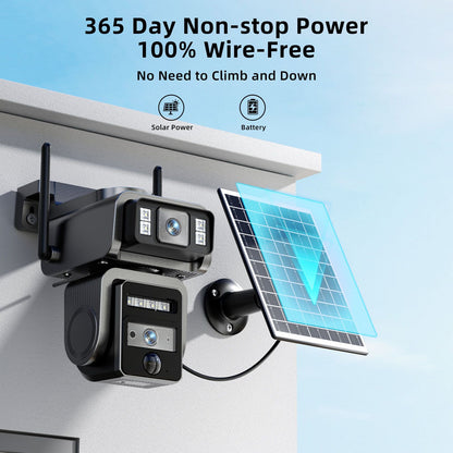 Câmera Solar de Lente Dupla Câmera de Segurança WIFI para Exterior Painel Solar com Bateria Câmeras IP PTZ de segurança CCTV