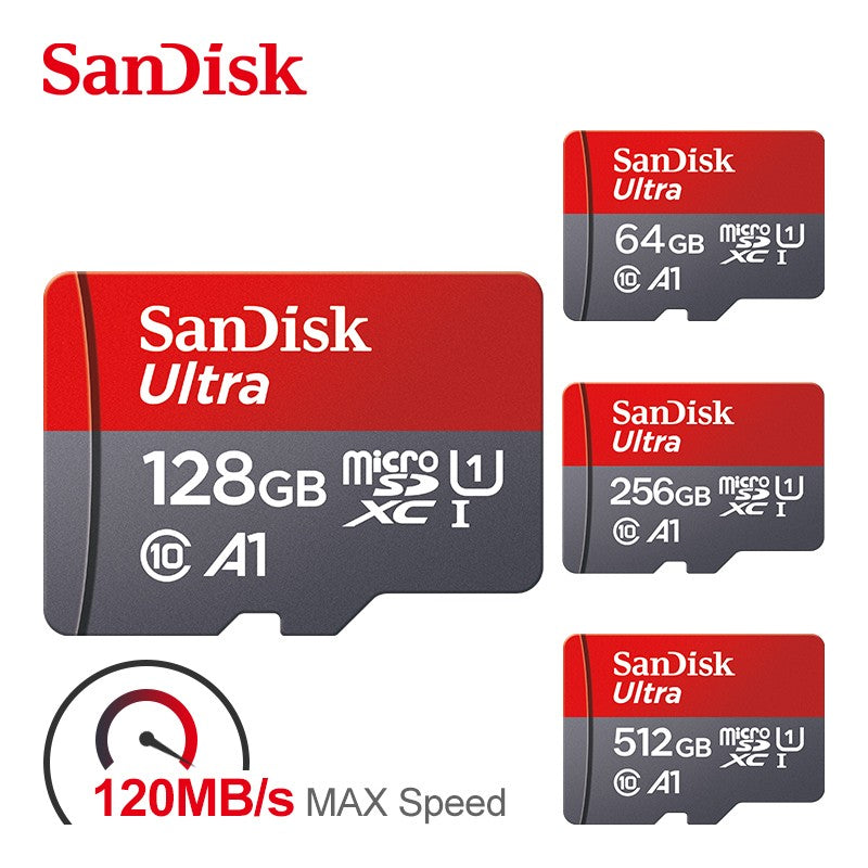 Cartão Micro SD Sandisk Ultra A1 128GB 32GB 64GB 256GB Cartão de Memória STF Cartão de Memória Flash 32/64/128GB para Telefone + Leitor de Cartão