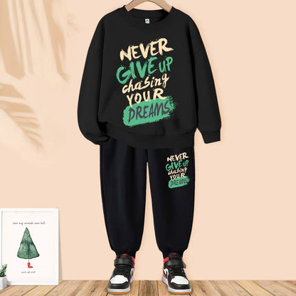 Autumn Baby Girls Clothes Set Kid Boys Letter Printed Sweatshirts Pullover Top And Pants 2 Pieces Suit Children Tracksuits