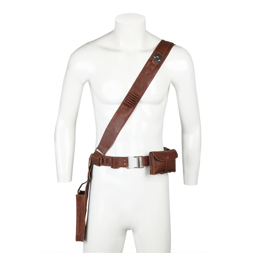 Takerlama 1pcs The Mandalorian Leather Belt With Gun Holster Cosplay Props Replica for Adults Size S-L