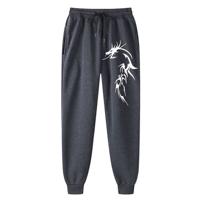 Calças masculinas vintage com cordão, calças de moletom com estampa de dragão, calças de moda, calças de hip hop, calças confortáveis e soltas, tendência unissex