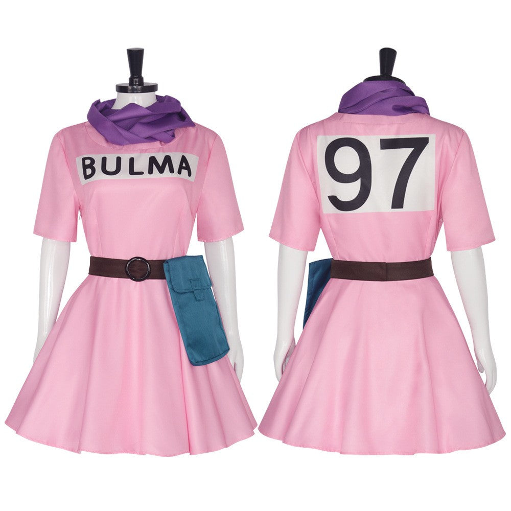 Anime Bulma Cosplay Costume Pink Dress Uniform Kawaii Girls Full Set Outfits Halloween Carnival Masquerade Party