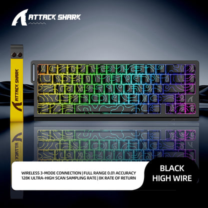 ATTACK SHARK X68PRO HE Wireless Keyboard,Magnetic Switch,With 0.01mm RT Accuracy,8KHz Polling Rate,0.125ms Latency,RGB Backlight