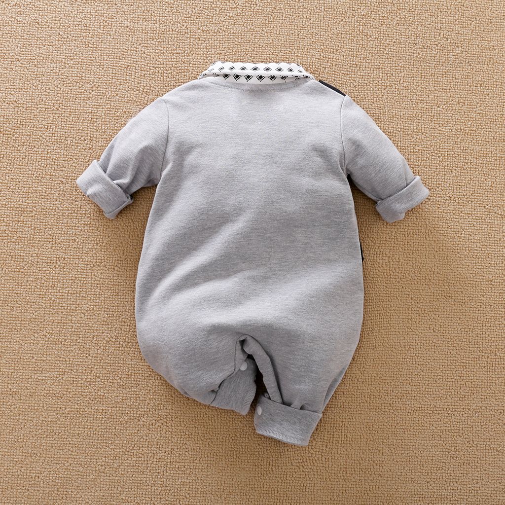 Roupa de Bebê Menino Ternos de Cavalheiro Roupinhas Manga Longa Macacão Fantasia Para Bebê Romper 100% Algodão Primavera e Outono
