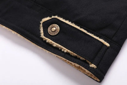 New Winter Men's Bomber Jacket High-quality Plush Thicken Wool Cargo Jackets Lapel Button-up Thick Warm Coat for Men Outwear 5XL