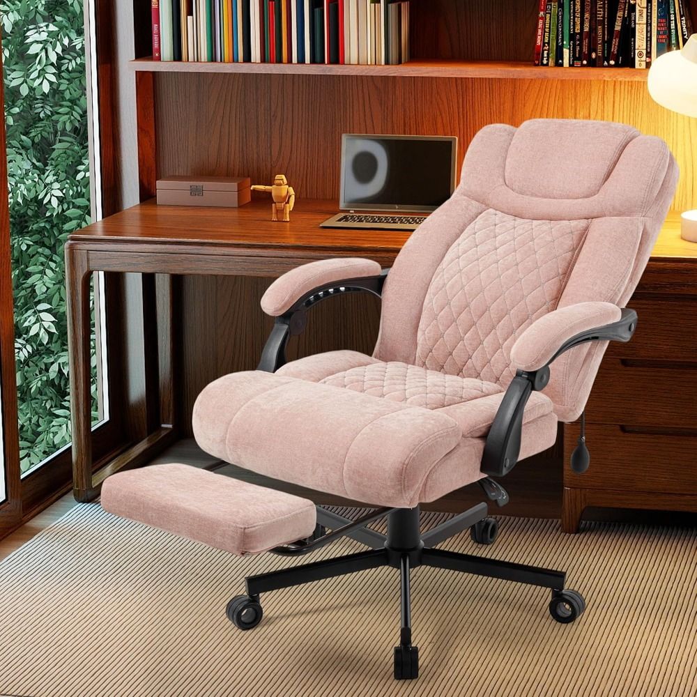 600LBS Big and Tall Office Chair for Heavy People,Large Reclining Executive Chairs with Foot Rest&AirAdjust Lumbar Support