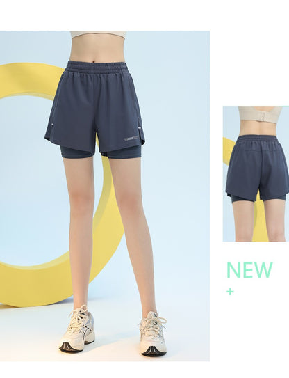 PHIGEER High Waist Yoga Shorts Summer 2 in 1 Quick Dry Workout Shorts with Pockets Women Lightweight Sweatshort Gym Clothes New