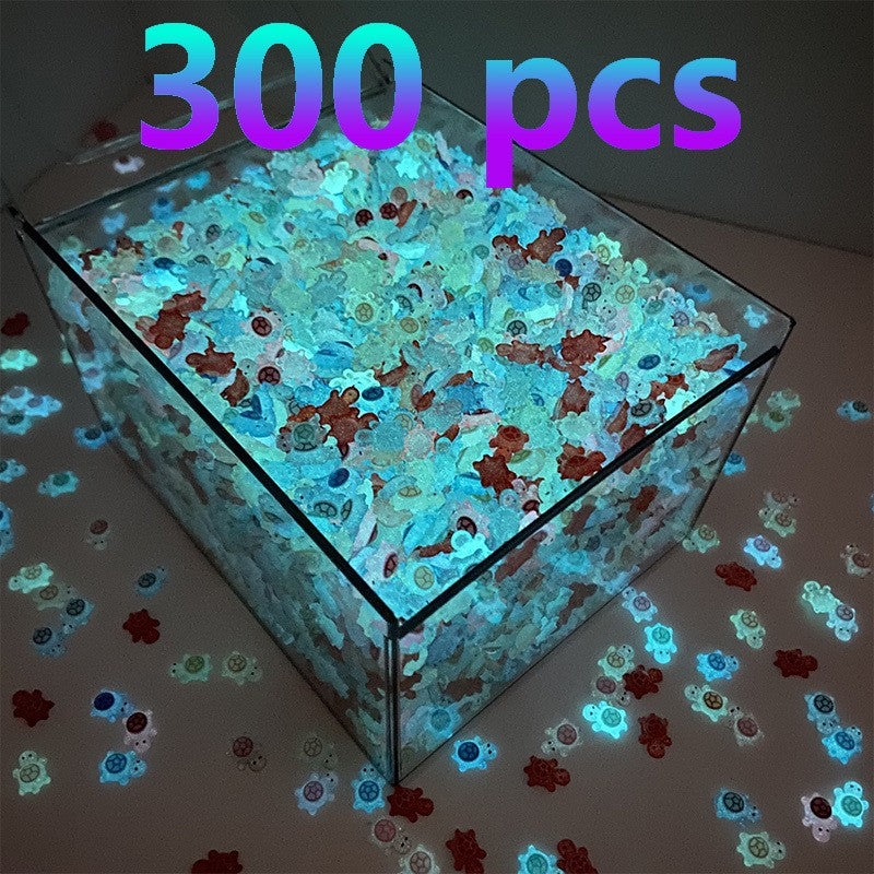 300Pcs Glow-In-The-Dark Ultra Mini Colorful Turtle Figurine - Glowing Tiny Turtle Toy, Cute Desk Decor