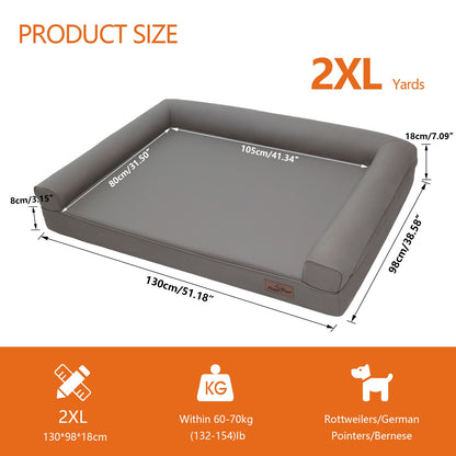 Cama Ortopédica para Cães M-XXL Almofadada em Couro de Microfibra Sofá para Cães de Estimação Impermeável Cama Calmante com Capa Removível Fácil de Limpar