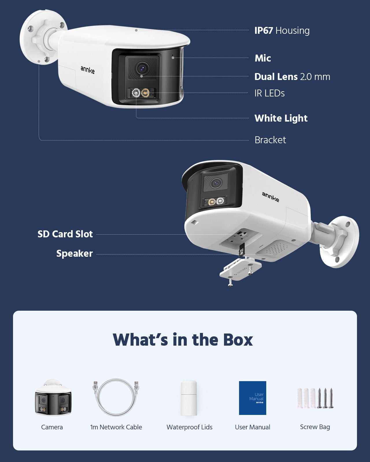 ANNKE 4K 8MP POE Surveillance Camera Dual Lens outdoor poe camera 1/2/4PCS Color Night Vision CCTV Video Security Camera For NVR