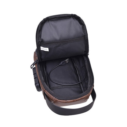 Men's Anti-Theft Crossbody Bag USB Charging Port Travel Chest Bag Waterproof Shoulder Messenger Bag for Outdoor Sports