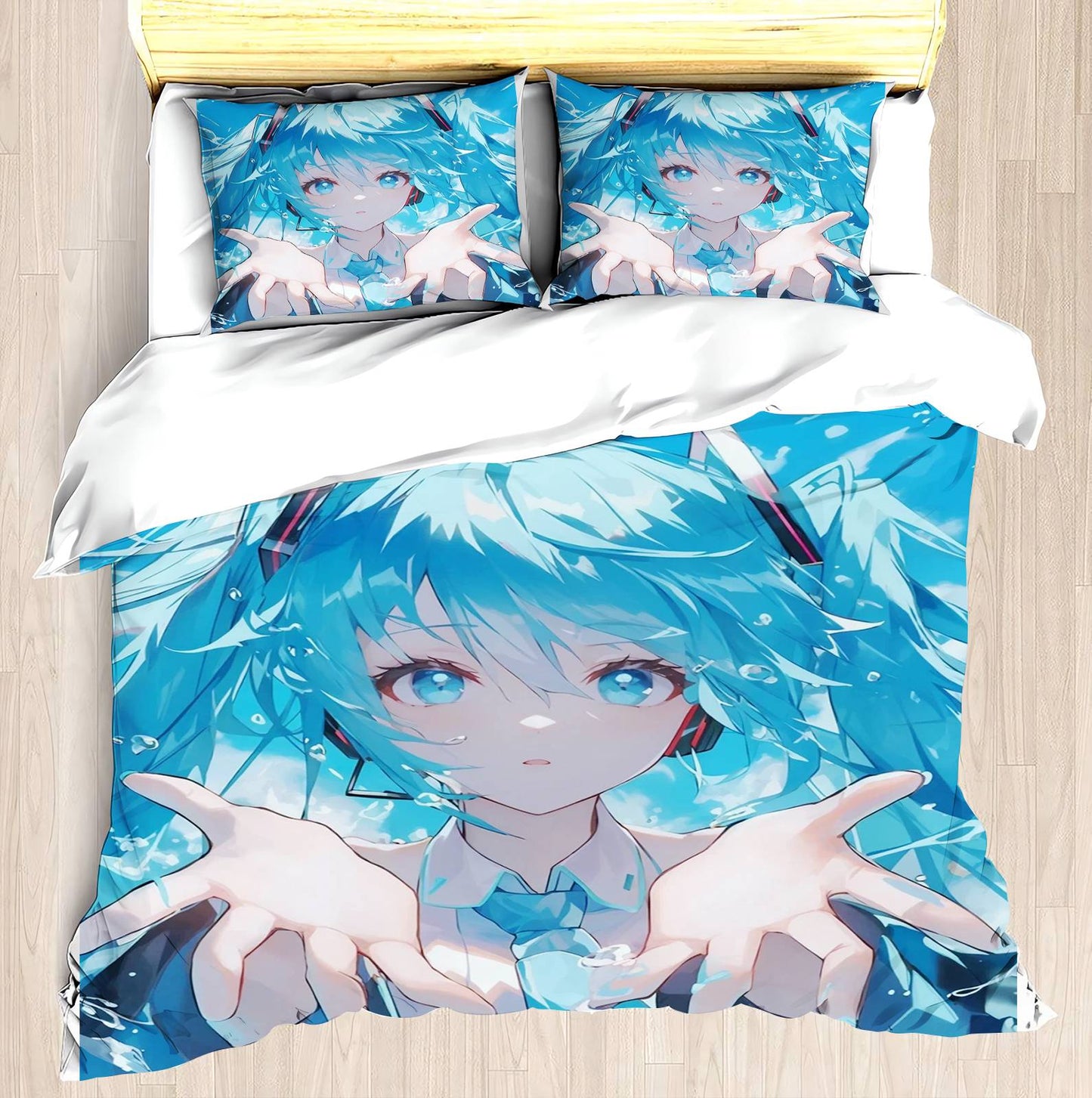 MINISO-Modern Duvet Cover Set, Japan Hatsune Miku Bedding Set, Girl's Gift Mattress, 3 Piece, Children's Room