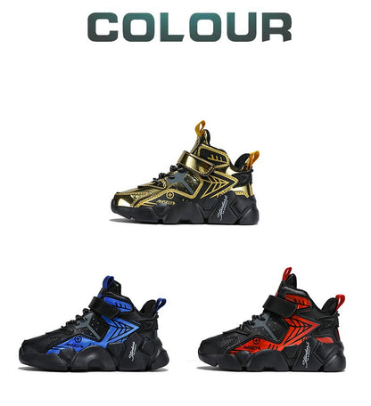 Winter Children's Fashion Sports Shoes Leather Boys' Running Sneakers Flat Casual Walking Shoes Warm Lightweight Outdoor Boots