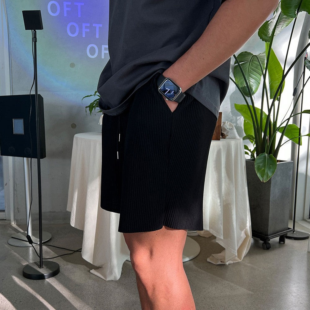 Men's Summer Quick Dry Breathable Gym Fitness Sports Running Ruffled Casual Shorts Workout Jogger Short Pants Loose Sweatpants