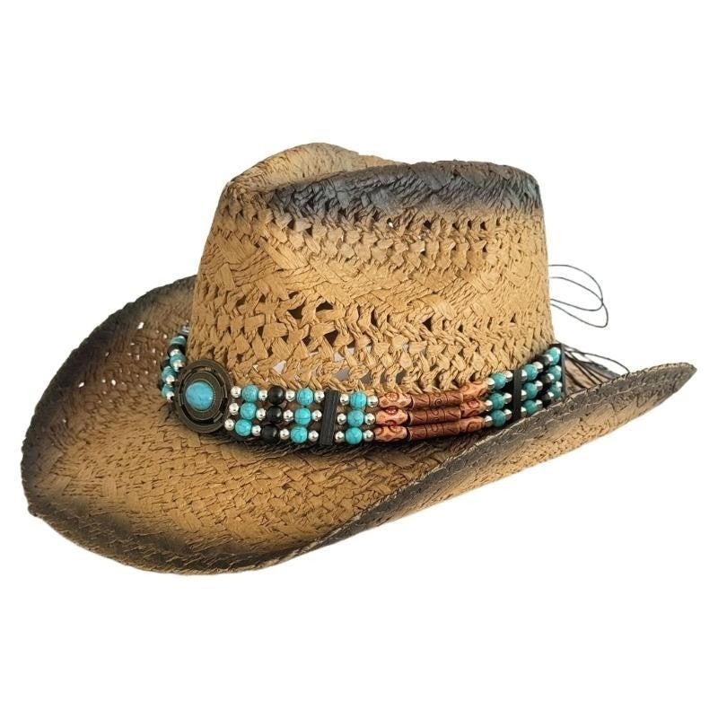31BB Woven Straw Hat Beach Sun Hat Hollows Out Sunhat Stylish Wide Border Hat for Sun Resistances