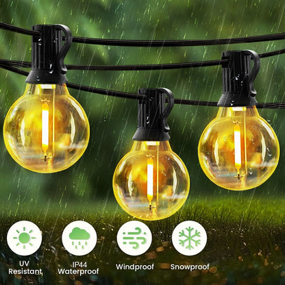 Solar String Lights Outdoor with Remote LED Shatterproof Bulbs Dimmable G40 Solar String Lights for Outside Backyard Party Decor