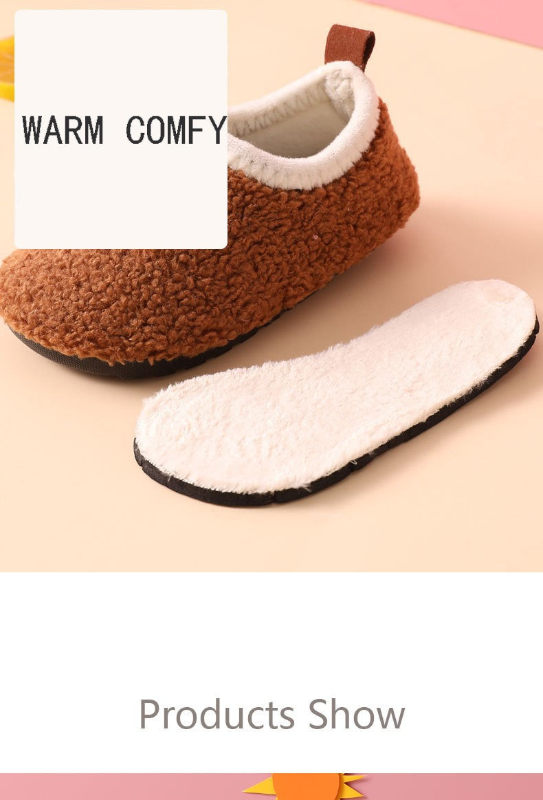 Evshine Curly Plush Children Shoes Super Warm Boys Girls Cotton Shoes Comfortable Casual Fuzzy Shoes Non-Slip Kids Cotton Shoes