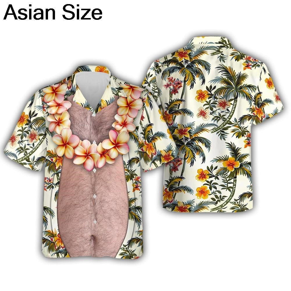 Funny Design Big Belly Hawaiian Shirts Funny Vacation Mens Shirts Casual Button Down Tropical Beach Shirts Y2k Unisex Blouses