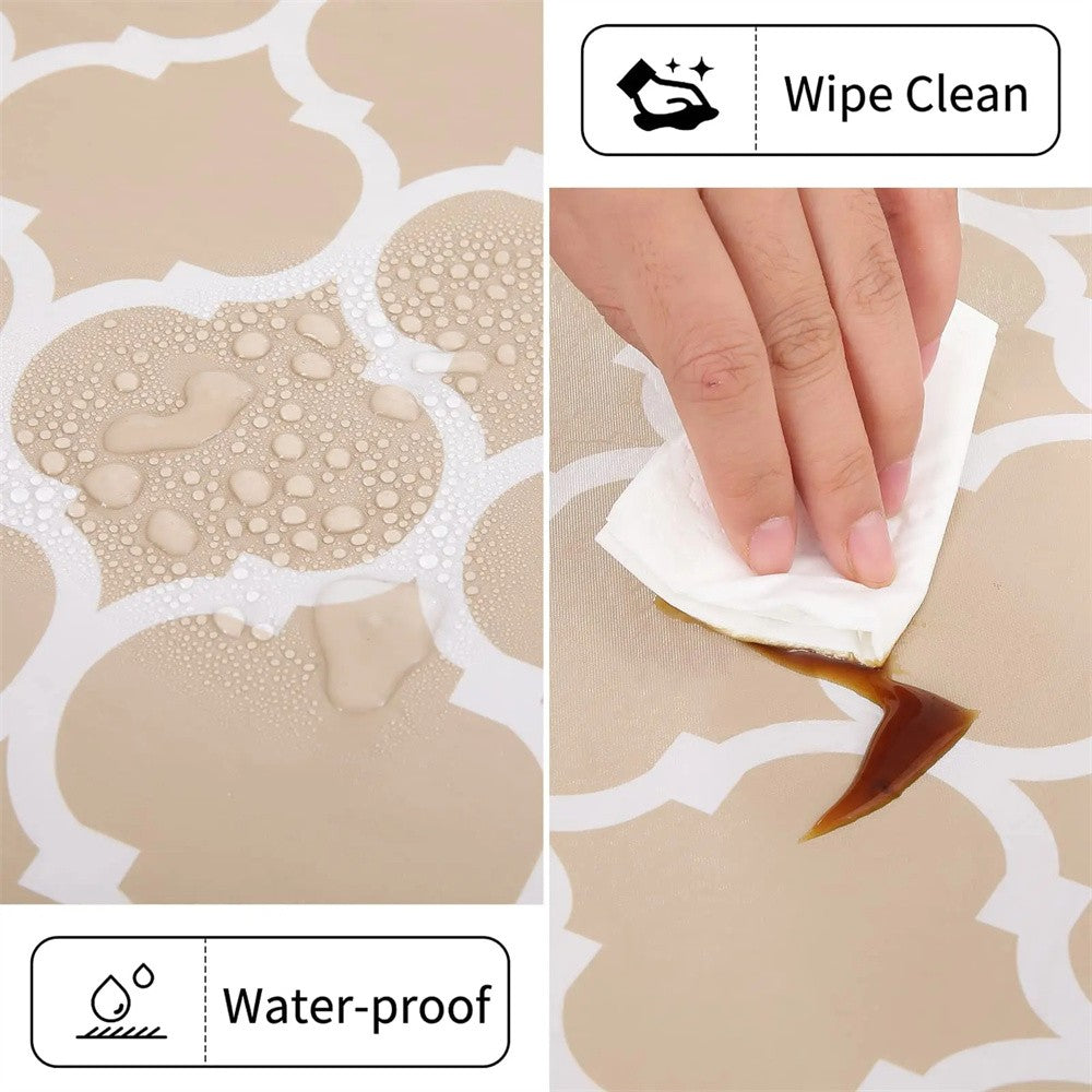Homaxy Waterproof Tablecloth Heat-Resistant Round PVC Table Cloth For Wedding Kitchen Dining Desk Moroccan Table Coat Wash Cover