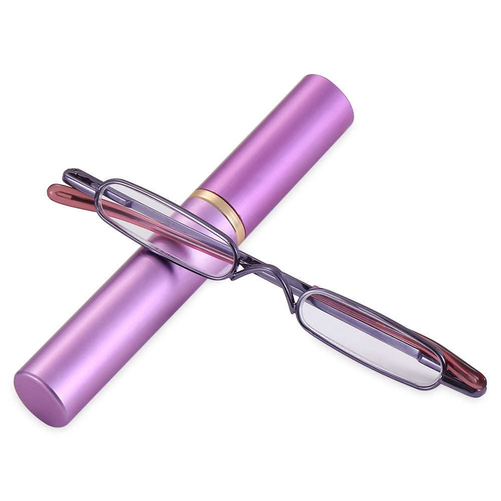 1 Óculos de Leitura Masculino e Feminino com Dobradiça de Mola, Mini Leitor de Tubo Pequeno, Fino, Tipo Caneta, com Estojo Portátil com Clipe