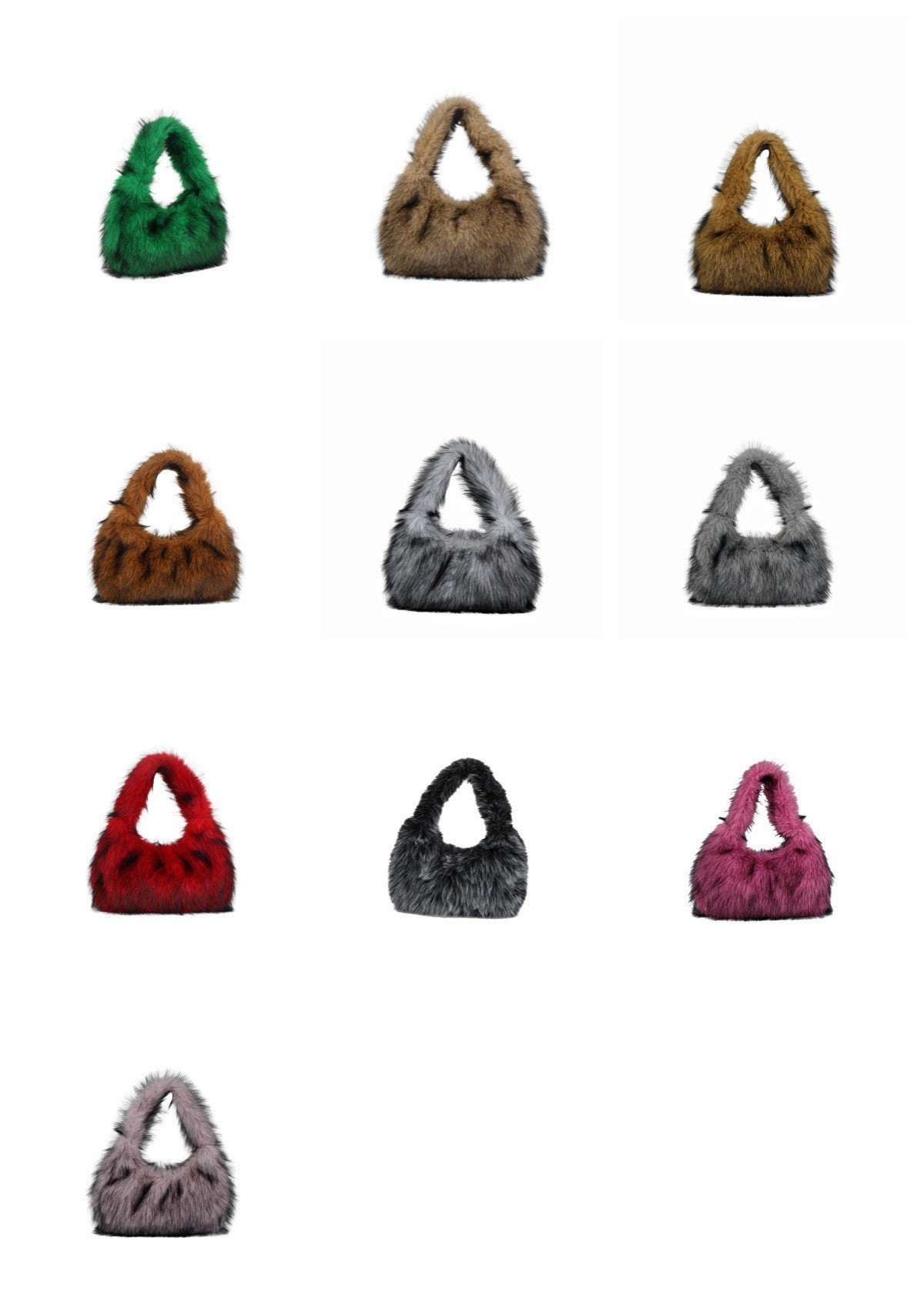 Solid Color Plush Dumpling Bag Simple Style Niche Design Faux Fur Handbag Tote Small Women's Underarm Hobo Bag