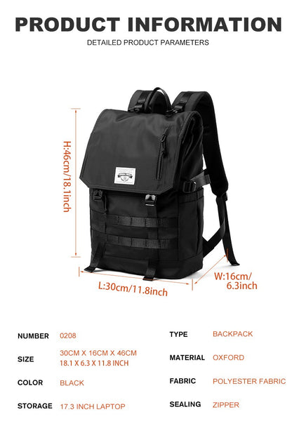 Roll Top Backpack for Men, Water Resistant Expandable, 17.3 inch Laptop Backpack for Commute Travel, 40 Max Liter Rucksack