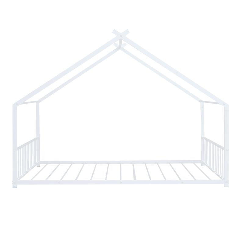 Cama Montessoriana de Metal Branca - Resistente, Elegante e Moderna para Quartos Infantis, com Grades de Segurança, Fácil de Montar,