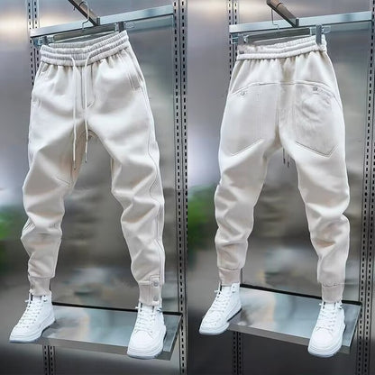 Solid Slim Fit Trousers Men's Casual Pants Loose Pockets Straight Cylinder Leggings Korean Fashion  Harajuku Sweatpants y2k pant