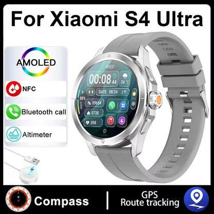 Novo Para Xiaomi S4 Ultra Outdoor Sports Smart Watch Masculino 1,53 polegadas AMOLED NFC GPS Bússola Frequência cardíaca À prova d'água Chamada BT Smartwatch