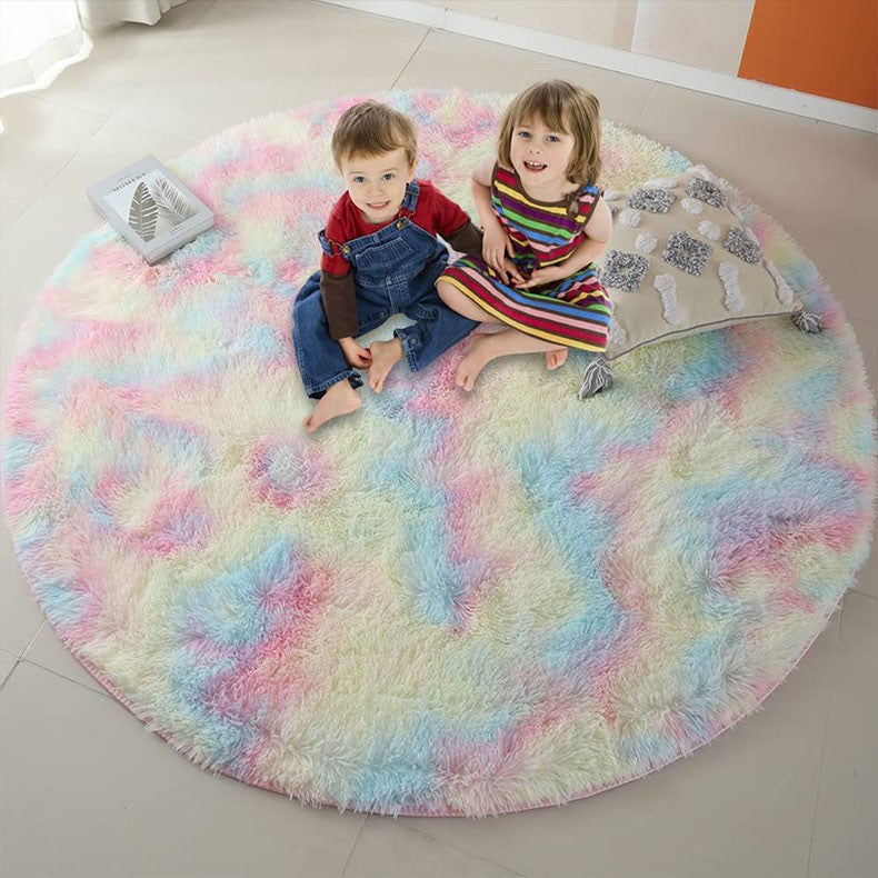 Pink Round Rug for Girls Bedroom,Fluffy Circle Area Rug for Kids Room,Furry Shaggy Carpet for Living Room100/120/140/160