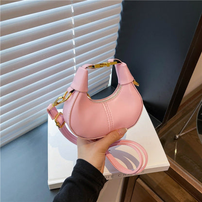 Simple Y2K Pu Leather Handbag Solid Color Minimalist Style Crossbody Bag Coin Purses Half-moon Crescent Bag Ladies