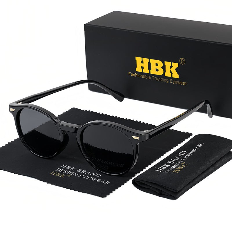 HBK Óculos De Sol Masculino Polarizado Redondo Armação TR90 Fashion Óculos De Sol Feminino Dirigir Esportes UV400 Lunette De Soleil Homme