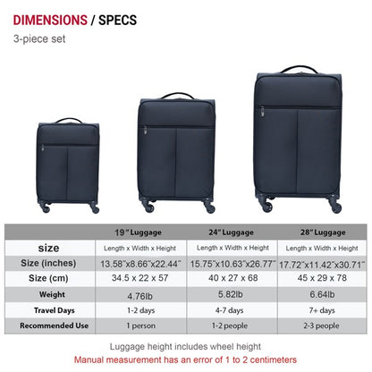 3 piece luggage set  Oxford cloth suitcase black(No password lock)  carry on luggage  trolley bag high-capacity