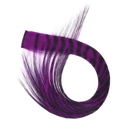 Peruca, extensões de cabelo coloridas, orelha de leopardo de uma só peça invisível e sem rastro, extensões de cabelo listradas