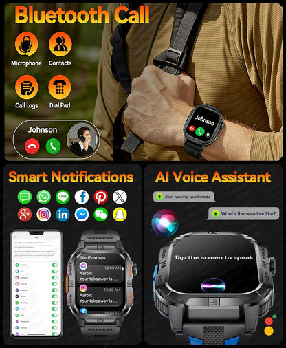 2026 New Millitary Grade GPS Position 2.01"Smart Watch Men 3ATM Waterproof Compass 540mAh Bluetooth Call Sports Smartwatches IOS