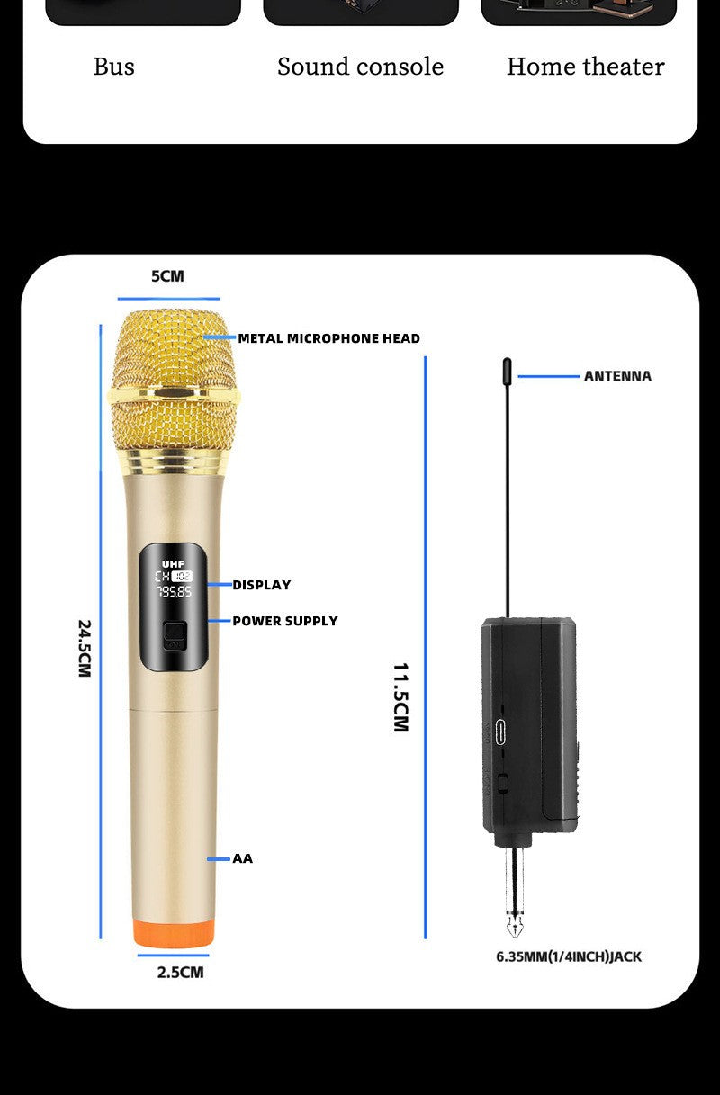 Microfone Sem Fio Xiaomi 2.4G UHF Frequência Fixa 2 Canais Microfone de Mão Para Festa Ao Vivo Karaokê Reunião Profissional
