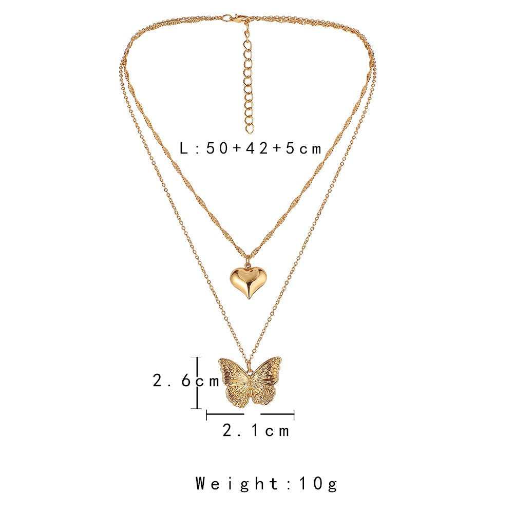 Colar Borboleta Vintage Feminino Dourado Aço Inoxidável Lâmina Correntes de Cobra Pingentes Estéticos Gargantilha Joias Femininas Presente Para Mulher