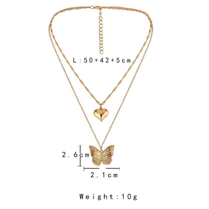 Colar Borboleta Vintage Feminino Dourado Aço Inoxidável Lâmina Correntes de Cobra Pingentes Estéticos Gargantilha Joias Femininas Presente Para Mulher