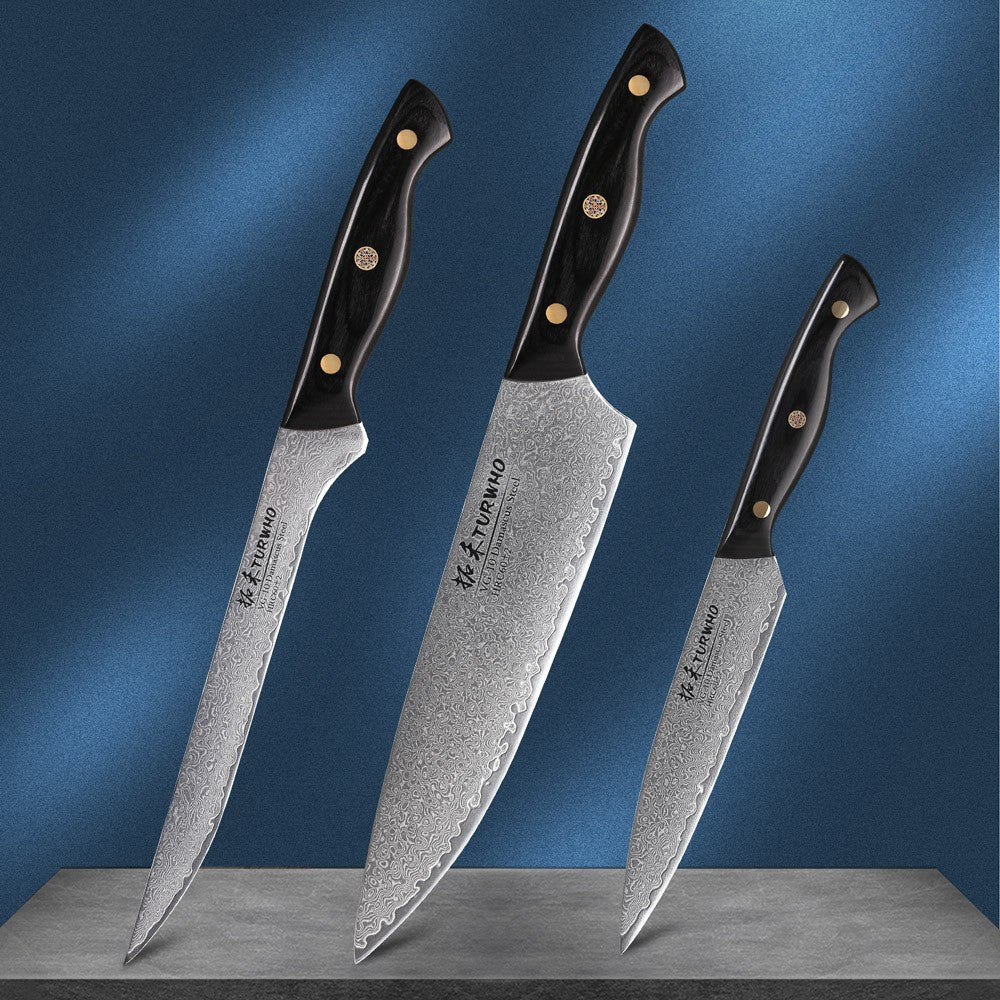 TURWHO 1-6PCS Kitchen Knives Set Japanese 67 Layer Damascus Steel Chef Knife PRO VG10 Santoku Bread Boning Utility Paring Knives