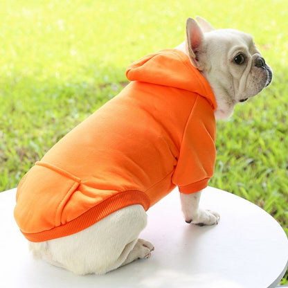 Roupas de Cachorro Fashion Outono e Inverno Roupas para Pequenos Pets Espessamento Quente Cor Sólida Moletom de Duas Pernas com Capuz Produtos Casuais para Pets
