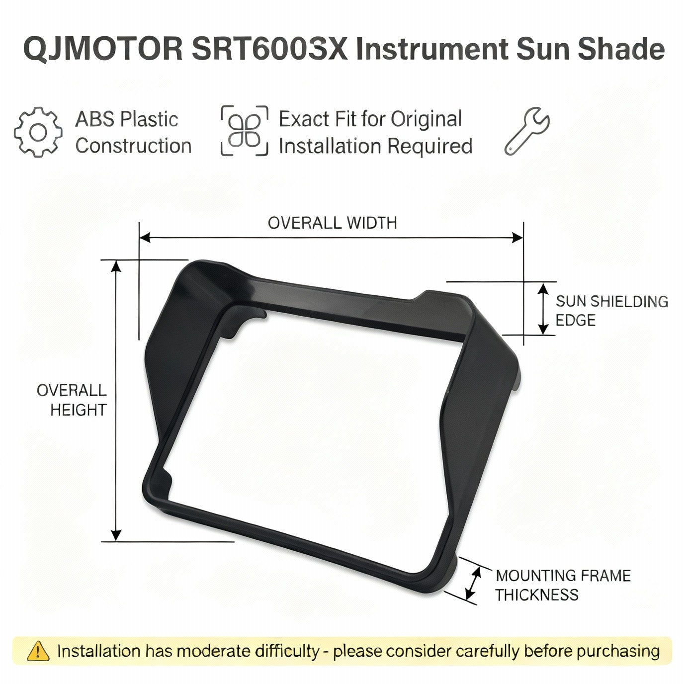 Cobertura do para-sol para painel de instrumentos QJMOTOR SRT500SX SRT 600SX 750X 800X SRT600 2025 2026 Proteção da tela da motocicleta