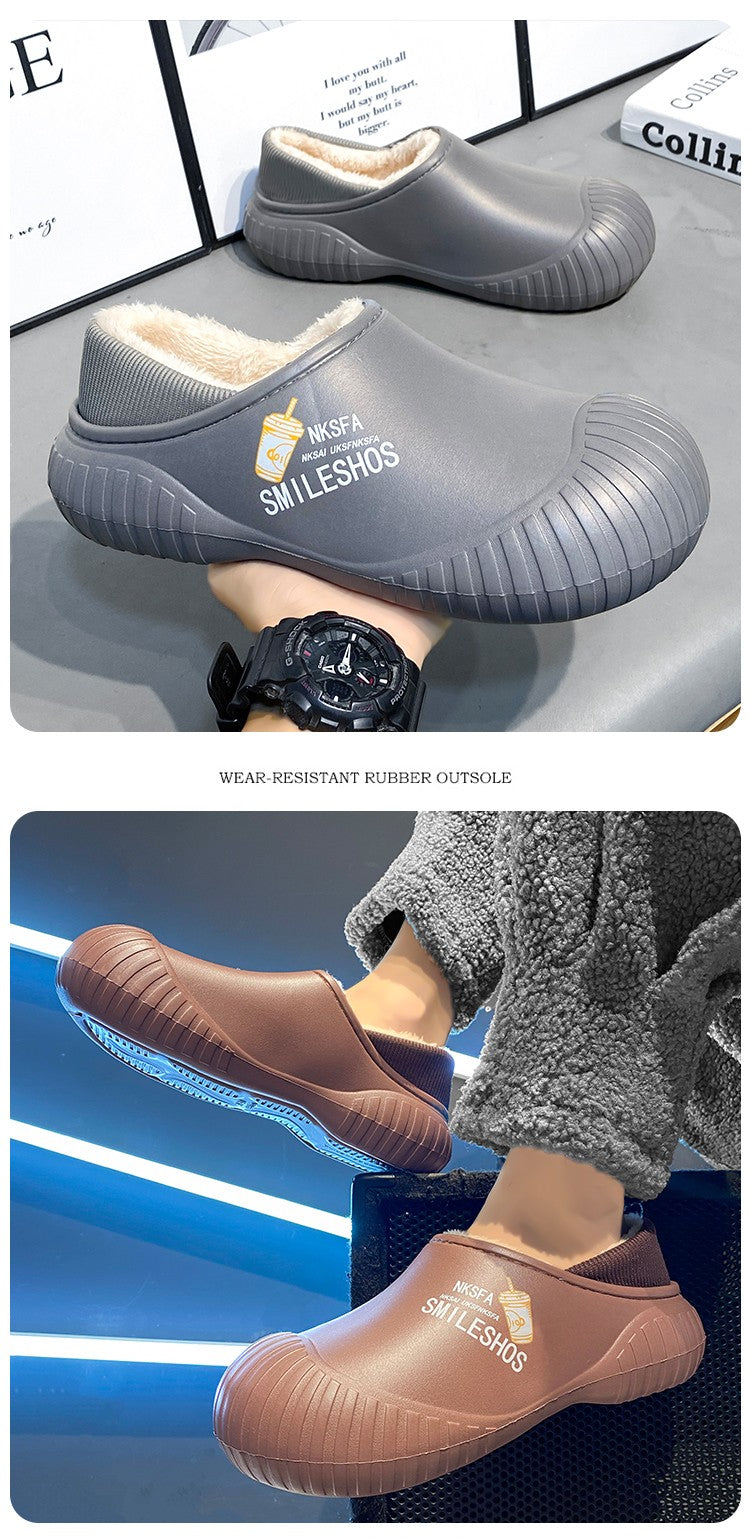 Men Winter Warm Slippers Couple House Cotton Shoes Outdoor EVA Fur Shoes Plush Slippers Home Bedroom Shoes Big Size Slides 39-44