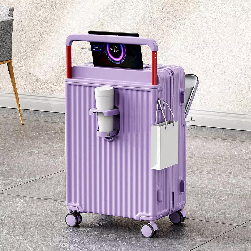 Mala de Rodinhas com Abertura Frontal KLQDZMS com Carregamento USB, Mala de Bordo, Mala para Notebook, 20"22”24"26 Polegadas, Bagagem de Cabine Multifuncional