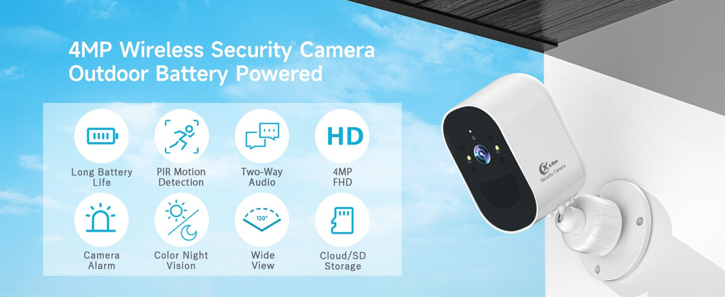 4MP WIFI IP Camera Rechargeable Battery Outdoor Surveillance Camera Color Night Vision Security Camera Home Baby Monitor