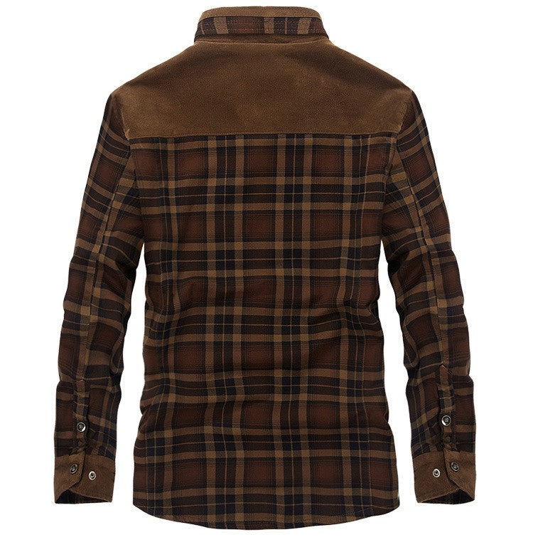 Brand Shirt Men Casual Shirts Wool Fleece Thick Warm Shirts for Men Handwork Plaid Shirt Men Camisa Denim Hombre Size M-4XL