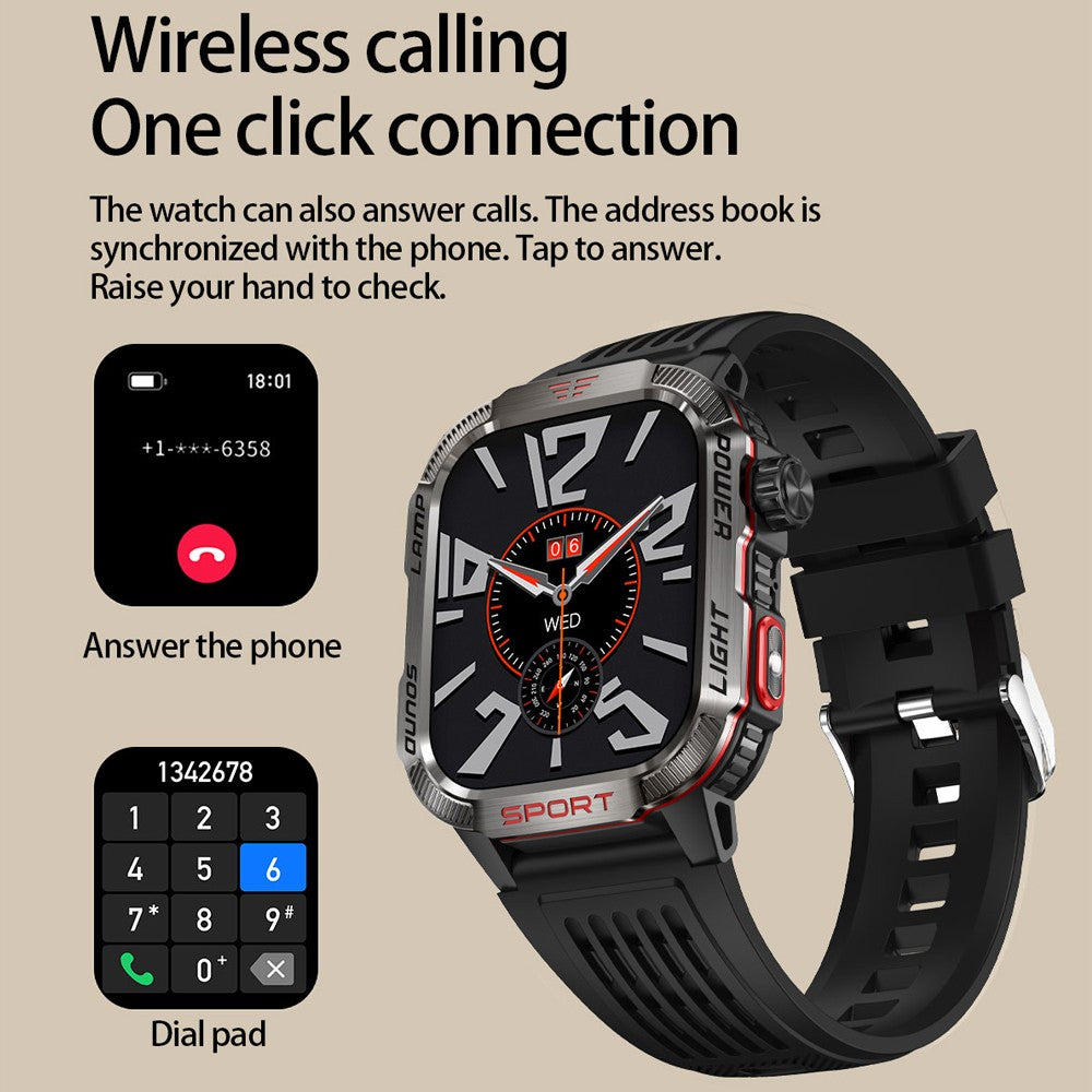 Outdoor Sports Smart Watch Men 2.01" GPS Tracker Compass LED Flashlight 600mAh Battery Waterproof Bluetooth Call Smartwatch Man