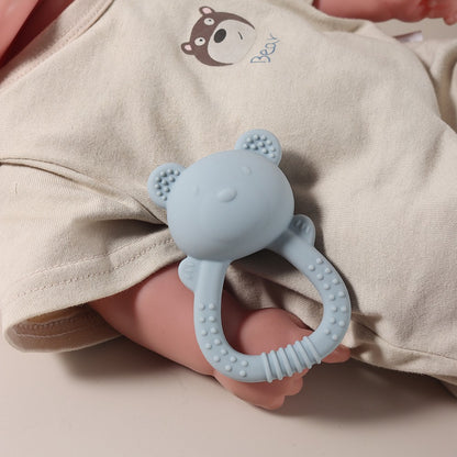 Hot sale cute bear baby rattle  silicone teether 0-1 year toy