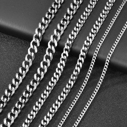 Corrente Masculina Cuban Link Tamanho 3.6/5/6/7/8/9mm Colar Punk Masculino de Aço Inoxidável Joias Masculinas da Moda Presentes para Homens